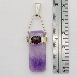 Amethyst and Garnet Sterling Silver Drop Pendant | 2" Long | Purple/Red |