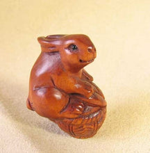 Load image into Gallery viewer, In A Basket Bunny Rabbit Boxwood Ojime/Netsuke Bead - PremiumBead Primary Image 1
