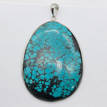 Load image into Gallery viewer, Natural Turquoise 86ct Sterling Silver Oval Pendant 2 1/4x1 1/2&quot; Blue/Black|1|
