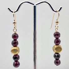 Load image into Gallery viewer, 14K Gold Filled Faceted Rhodolite Garnet Earrings | 1 3/4 inches long |
