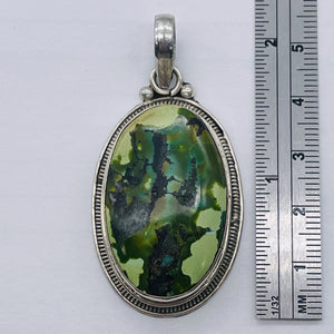 Green Turquoise Sterling Silver Native Oval Pendant | 2 1/4" Long | Green | 1 |
