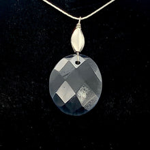 Load image into Gallery viewer, Onyx Faceted Sterling Silver Oval Pendant | 2&quot; Long | Black |
