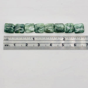 8 Russian Seraphinite 8x8mm Square Coin Beads 9389