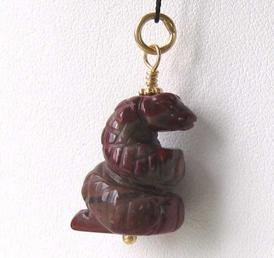 Slither Carved Brecciated Jasper Snake Pendant 509278JPG - PremiumBead Primary Image 1