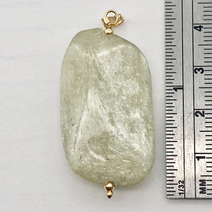 Chatoyant Green Kunzite Hiddenite Crystal 14KGF Pendant | 1 7/8" Long |