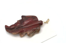 Load and play video in Gallery viewer, Carved Brecciated Jasper Leaf &amp; 14Kgf Pendant | 2 3/4" long | Red | Leaf |
