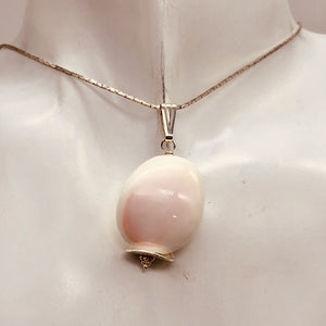 Pink Conch Shell Drop Sterling Silver Pendant | 1 1/2" Long |