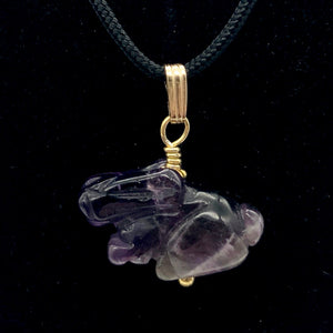 Amethyst Bunny Rabbit Pendant Necklace|Semi Precious Stone Jewelry|14k Pendant - PremiumBead Alternate Image 3