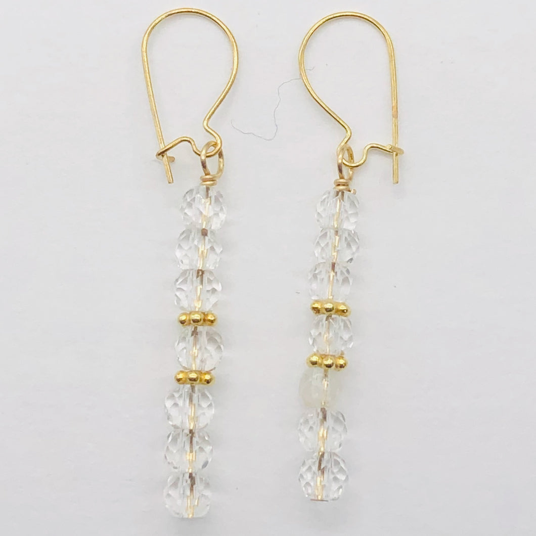 Quartz AAA Crystal 14K Gold Filled Dangle Earrings | 1 3/4