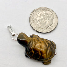 Load image into Gallery viewer, Adorable Tigereye Carved Turtle Sterling Silver Pendant | 1.25&quot; (Long) | - PremiumBead Alternate Image 4
