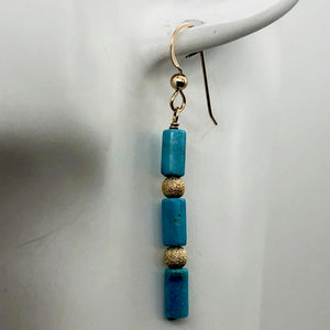 Charming Designer Natural Untreated Turquoise Earrings 14Kgf | 2 inch long | - PremiumBead Alternate Image 2