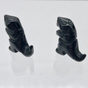 T-Rex Dinosaur Carved Obsidian Tyrannosaurus Rex Figurine | 21x18.5x7mm | Black - PremiumBead Alternate Image 7