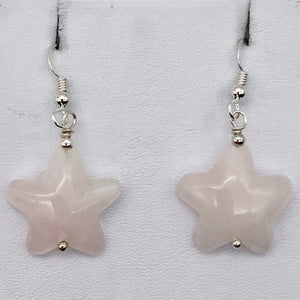 Carved Rose Quartz Starfish Sterling Silver Semi Precious Stone Earrings - PremiumBead Alternate Image 6
