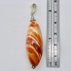 Sardonyx Sterling Silver Briolette Pendant | 2 1/4" Long | Orange/White | 1 |