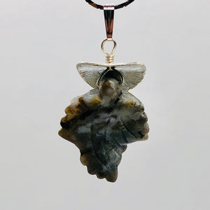Ocean Jasper Sterling Silver Leaf Pendant| 1 1/2" Long| Seafoam Green| 1 Pendant