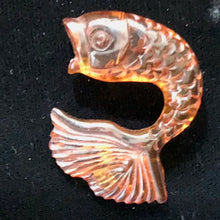 Load image into Gallery viewer, Leaping Carved Amber Fish | 32x25x9mm | Orange | 1 Figurine |
