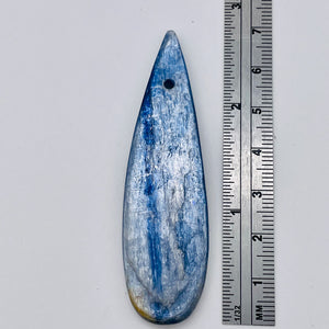 Kyanite 15.3g Teardrop Briolette Pendant Bead | 69x18x5mm | Blue Silver | 1 Bead