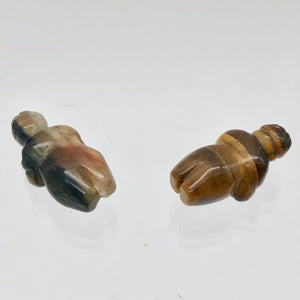 2 Carved Tigereye Goddess of Willendorf Beads | 20x9x7mm | Golden Brown - PremiumBead Alternate Image 7