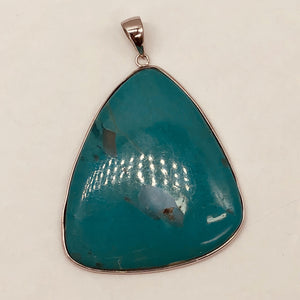Natural Turquoise 65ct Sterling Silver Pendant | 2 1/4x1 3/4" | Blue/Clear | 1 |