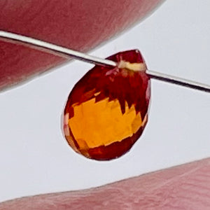 Sapphire, Faceted Padparadscha .6ct Briolette | 5.7x3.5mm | Orange | 1 Bead |