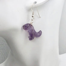 Load image into Gallery viewer, Amethyst Tyrannosaurus Rex Sterling Silver Drop Earrings| 1.5&quot; Long | Purple |
