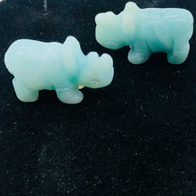Load image into Gallery viewer, 2 Amazonite Hand Carved Rhinoceros Beads, 21x13x8mm Blue | 21x13x8mm | Blue
