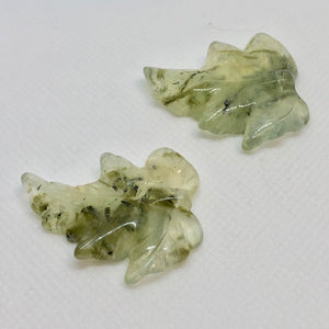 Hand Carved 2 Green Prehnite Leaf Brio Beads 10532H - PremiumBead Alternate Image 3