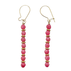 Rhodonite with 14K Gold Filled Beads Drop/Dangle Earrings | 1 1/2" Long | Pink |