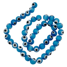 Load image into Gallery viewer, Lampwork Glass Eye 14" Strand Round | 8 mm | Light Blue | 46 Beads |
