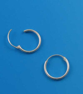 Sleek! Sterling Silver Hinged 12mm Hoop Earrings 9755 - PremiumBead Primary Image 1