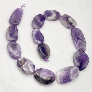 Chevron Amethyst Oval Stone | x42x22x6 to 23x19x6 | Purple White | 13 Bead(s)
