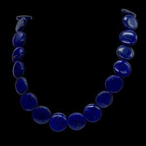 Exquisite Natural Lapis 16mm Coin Bead 8 inch Strand 9345HS