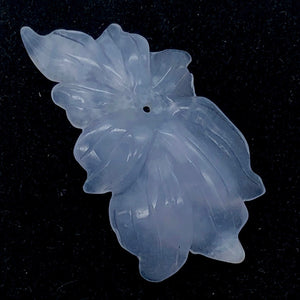 23.8cts Exquisitely Hand Carved Blue Chalcedony Flower Pendant Bead - PremiumBead Alternate Image 2