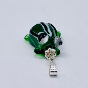 Lampwork Frog Sterling Silver Frog | 1" Long | Green | 1 Pendant |