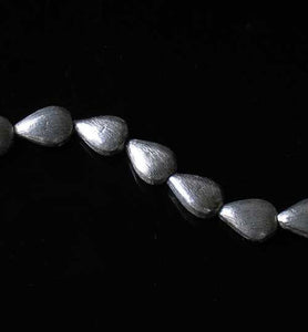 Designer Brushed Silver Teardrop Bead 8" Strand 110317 - PremiumBead Primary Image 1