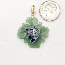 Load image into Gallery viewer, Ribbit Hematite Frog On Aventurine Lily Pad 14Kgf Pendant | 28x28.5x11mm |
