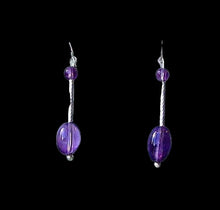 Load image into Gallery viewer, Unique Amethyst &amp; Sterling Silver Earrings 6379B
