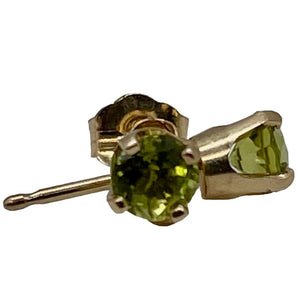 Peridot 14K Gold 4mm Round Stud Earring | 4mm | Green | 1 Pair |