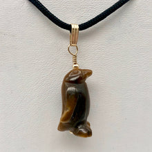 Load image into Gallery viewer, March of The Penguins Tigereye Carved Bead &amp; 14Kgf Pendant| 1 3/8&quot; Long| Bronze| - PremiumBead Primary Image 1
