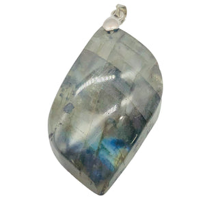 Labradorite Sterling Silver Natural | 1 1/2" Long | Blue/Gray | 1 Pendant |
