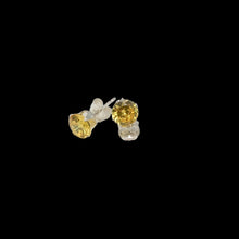 Load image into Gallery viewer, November Birthstone 5mm Lab Citrine Sterling Silver Earrings
