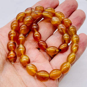 Natural Carnelian Agate 12x9mm Oval Bead Strand 109355