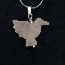 Load image into Gallery viewer, Rose Quartz Dove Pendant Necklace | Semi Precious Stone Jewelry | Silver
