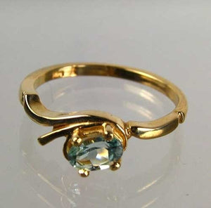 Natural Oval Aquamarine Solid 14Kt Yellow Gold Solitaire Ring Size 6 9982M - PremiumBead Alternate Image 5