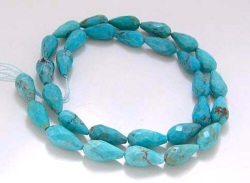 Natural USA Turquoise Teardrop Bead Strand | 14x7 to 13x6.5mm | 29 Beads |