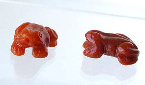 Prosperity Hand Carved Red Aventurine Frog Beads | 22x16x9mm | Red - PremiumBead Primary Image 1