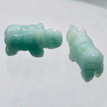 Load image into Gallery viewer, 2 Amazonite Hand Carved Rhinoceros Beads, 21x13x8mm Blue | 21x13x8mm | Blue
