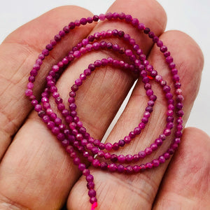Ruby Faceted Round Bead Half Strand | 3 mm | Pink | 95 Beads |