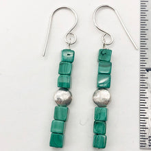 Load image into Gallery viewer, Exotic! Malachite Cube Beads Sterling Silver Earrings! | 1 7/8 inch Long |
