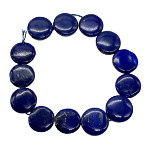 Exquisite Natural Lapis 16x5mm Coin Bead Strand 109345